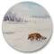 Designart - Red Fox Running In White Snow I - Farmhouse Metal Circle Wall Art